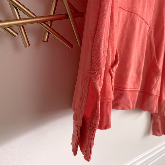 Aerie French Terry Cloth Coral 3/4 Zip Up Sweater with Side Slits - Size XL - Picture 6 of 7